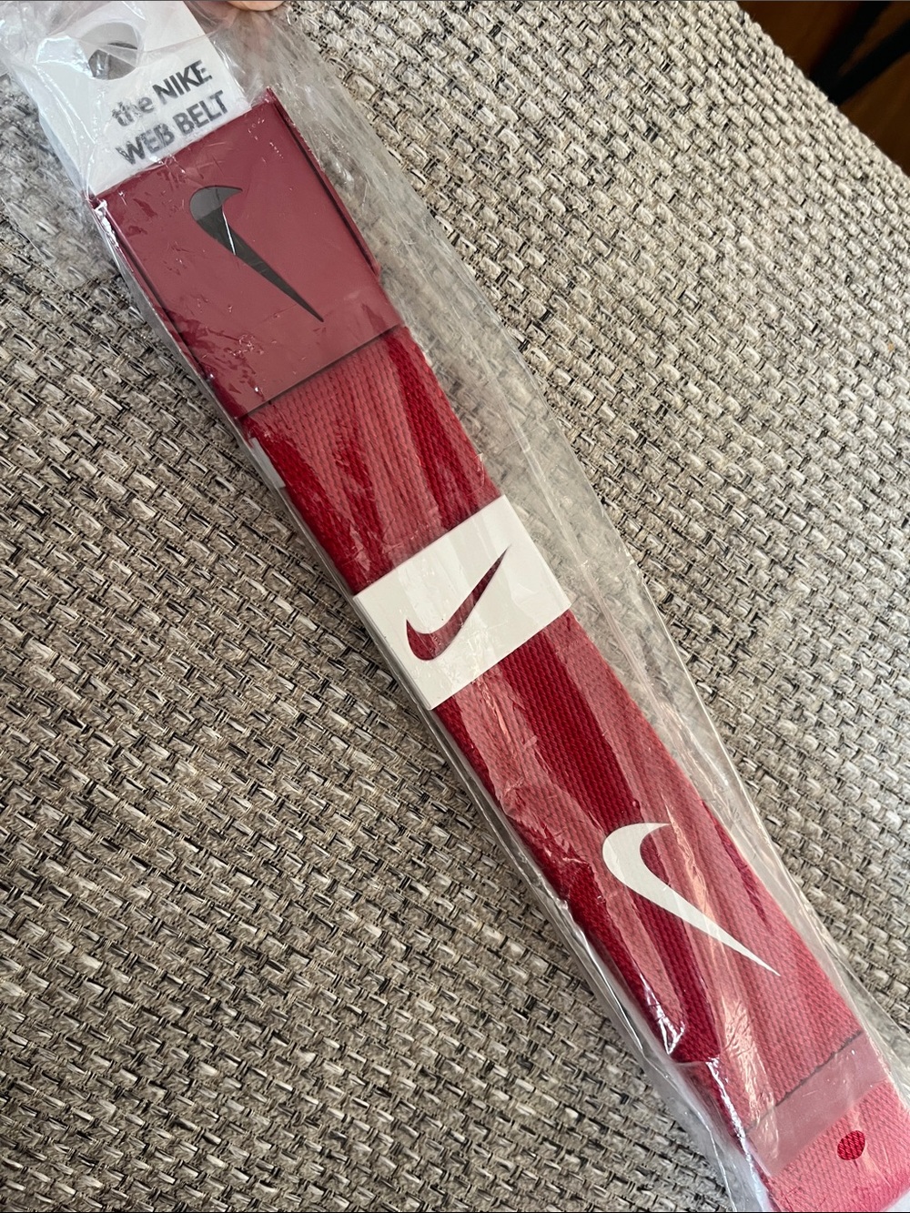 Nike Unisex Burgundy Web Belt with White Swoosh